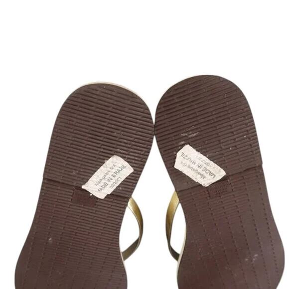 Havaianas Shoes Womens 9.5 Sandals Flip Flop Casual Fashion Gold Metallic Slim - Picture 14 of 15